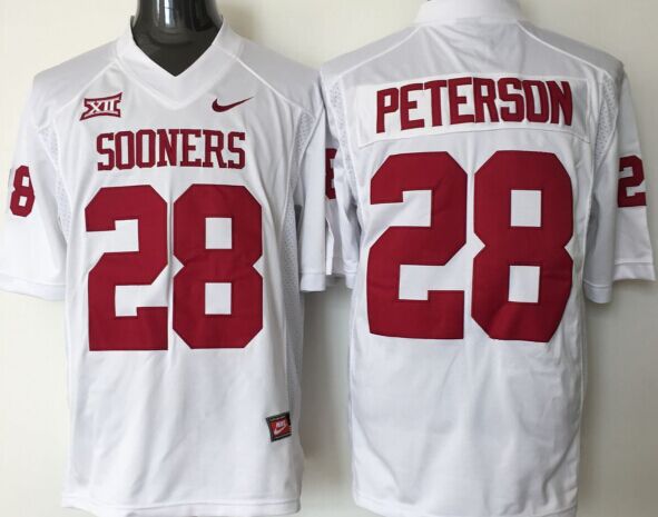 Men Oklahoma Sooners #28 Peterson White Nike 2025 NCAA Jersey->ncaa teams->NCAA Jersey